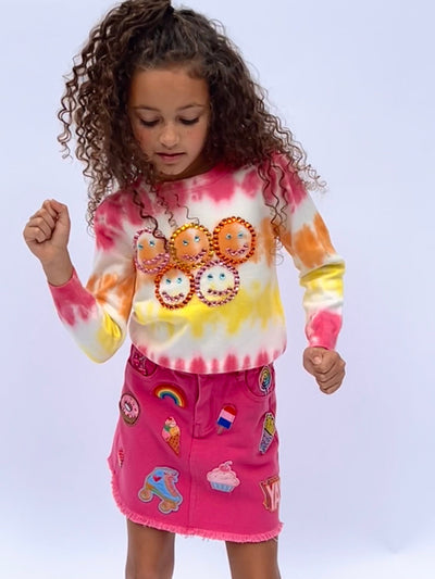 Lola + The Boys Tie Dye Smiley Sweater