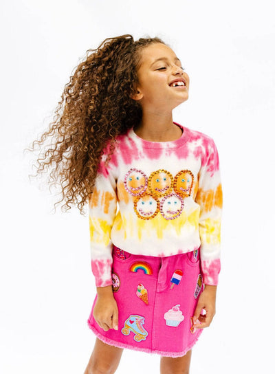 Lola + The Boys Tie Dye Smiley Sweater