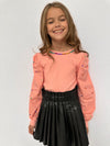 Lola + The Boys Top Gem Queen Puff Sleeve Blouse Pink