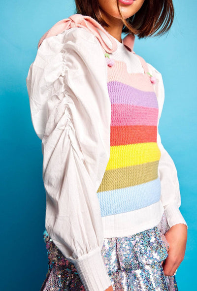 Lola + The Boys Top Rainbow Knit Layered Top