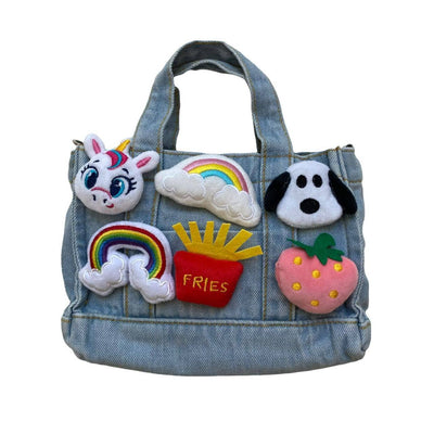 Lola + The Boys Unicorn Plushie Surprise Denim Purse