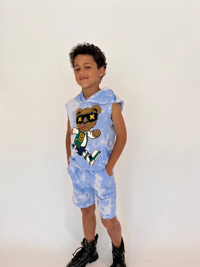 Lola + The Boys Varsity Bear Tie Dye Hoodie set