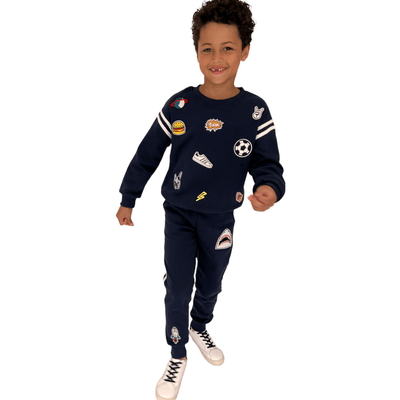 Lola + The Boys Varsity Patch Jogger Set Navy