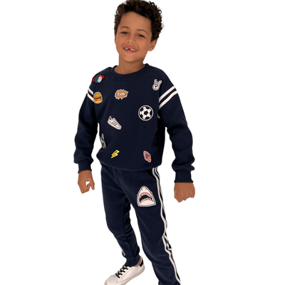 Lola + The Boys Varsity Patch Jogger Set Navy