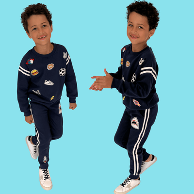 Lola + The Boys Varsity Patch Jogger Set Navy