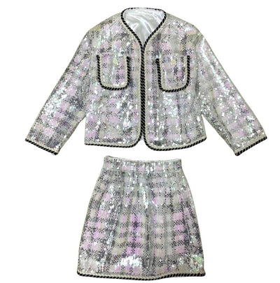 Lola + The Boys Women's Shimmer Sequin Houndstooth Set