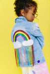 Lola + The Boys Womens Crystal Rain Denim Jacket