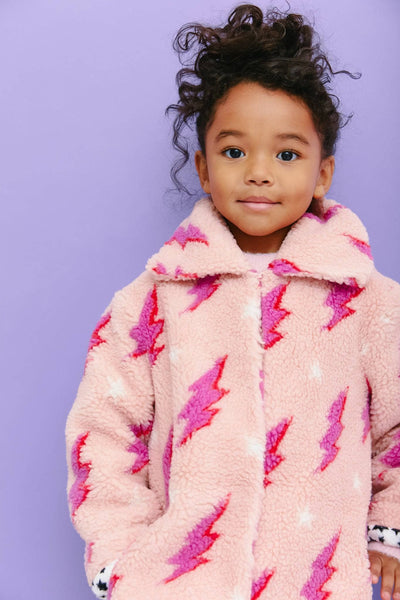 Lola + The Boys Womens Lighting Flash Teddy Coat