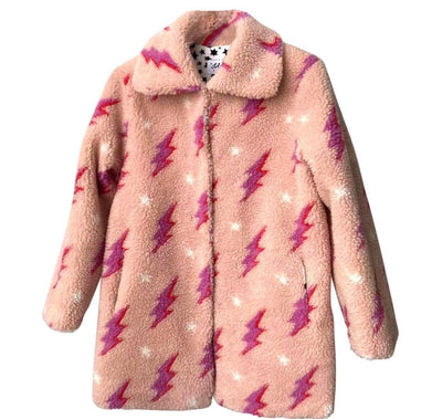 Lola + The Boys Womens Lighting Flash Teddy Coat