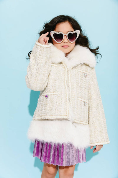 Lola + The Boys Womens Snow White Tweed Coat