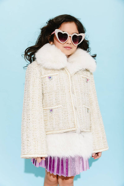 Lola + The Boys Womens Snow White Tweed Coat