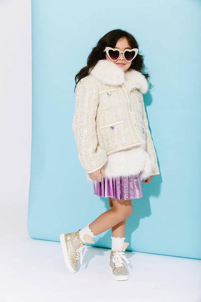 Lola + The Boys Womens Snow White Tweed Coat