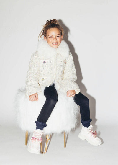 Lola + The Boys Womens Snow White Tweed Coat